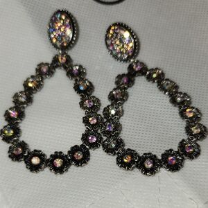 Elegant Silver and Multicolor Floral Earrings
